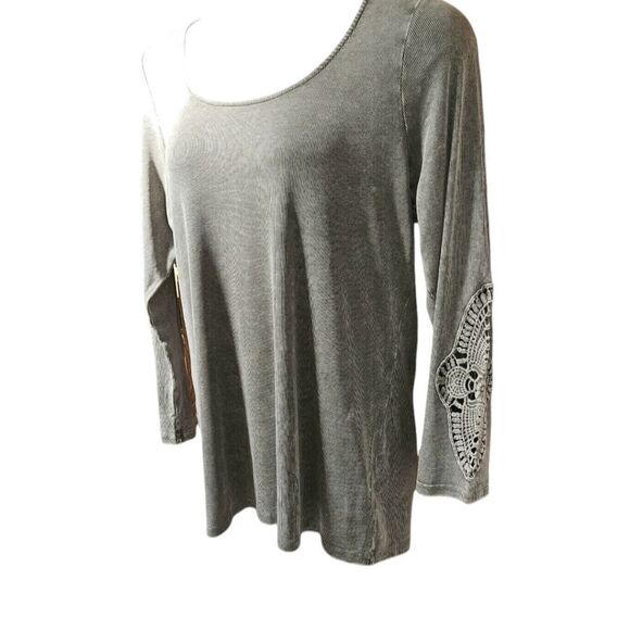 TORRID Plus Size Cotton Modal Green Ribbed Scoop Neck Crochet Long Sleeve Top 3X - Picture 13 of 14